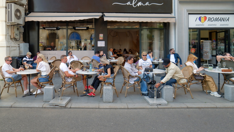 10 - The outdoor terrace of a restaurant in Bucharest, Romania, named Alma